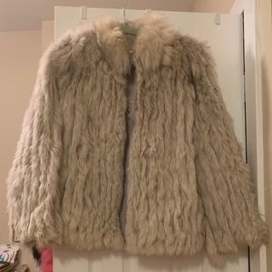 White/Beige Faux Fur Coat Perfect for Burning Man